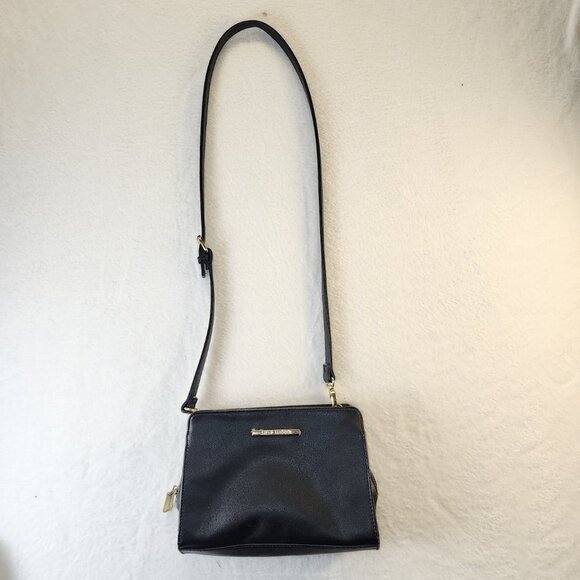 Steve Madden Black Leather  Adjustable Crossbody Shoulder Bag - Picture 1 of 6